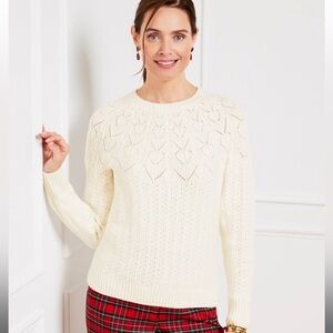 NWT Talbots Cream Pointelle Crewneck Sweater